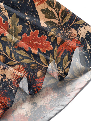 Adaychic Men's Long Sleeve Shirt - Veterans Day Soldier Silhouette And Autumn Leaves Print with Chest Pocket