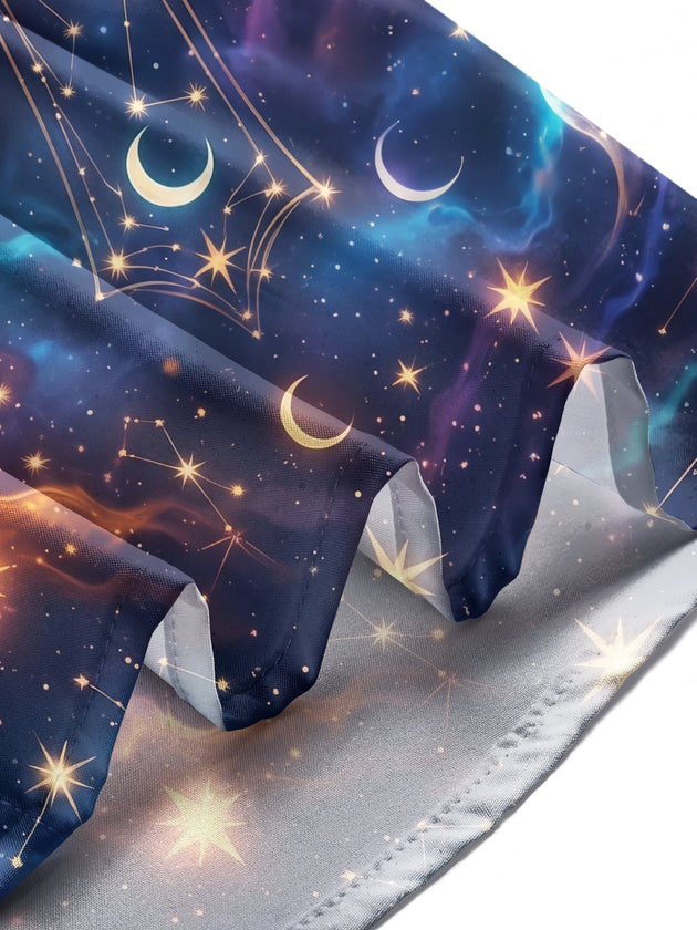 Adaychic Men's Galaxy Cross With Stars And Moons Print Long Sleeve Shirt with Chest Pocket