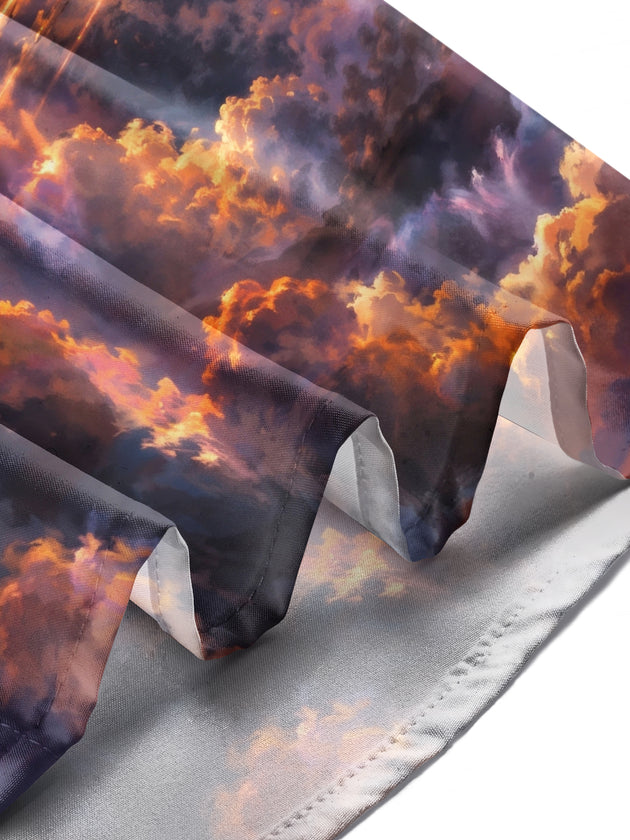 Adaychic Men's Printed Vintage Airplanes And Sunset Sky Print Long Sleeve Shirt with Chest Pocket
