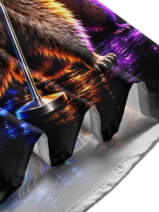 Adaychic Men's Long Sleeve Shirt - Singing Raccoons With Microphone And Musical Notes Print with Chest Pocket