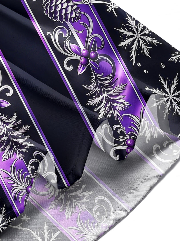 Adaychic Men's Long Sleeve Shirt - Gothic Church Window Patterns With Snowflakes And Crosses Print with Chest Pocket