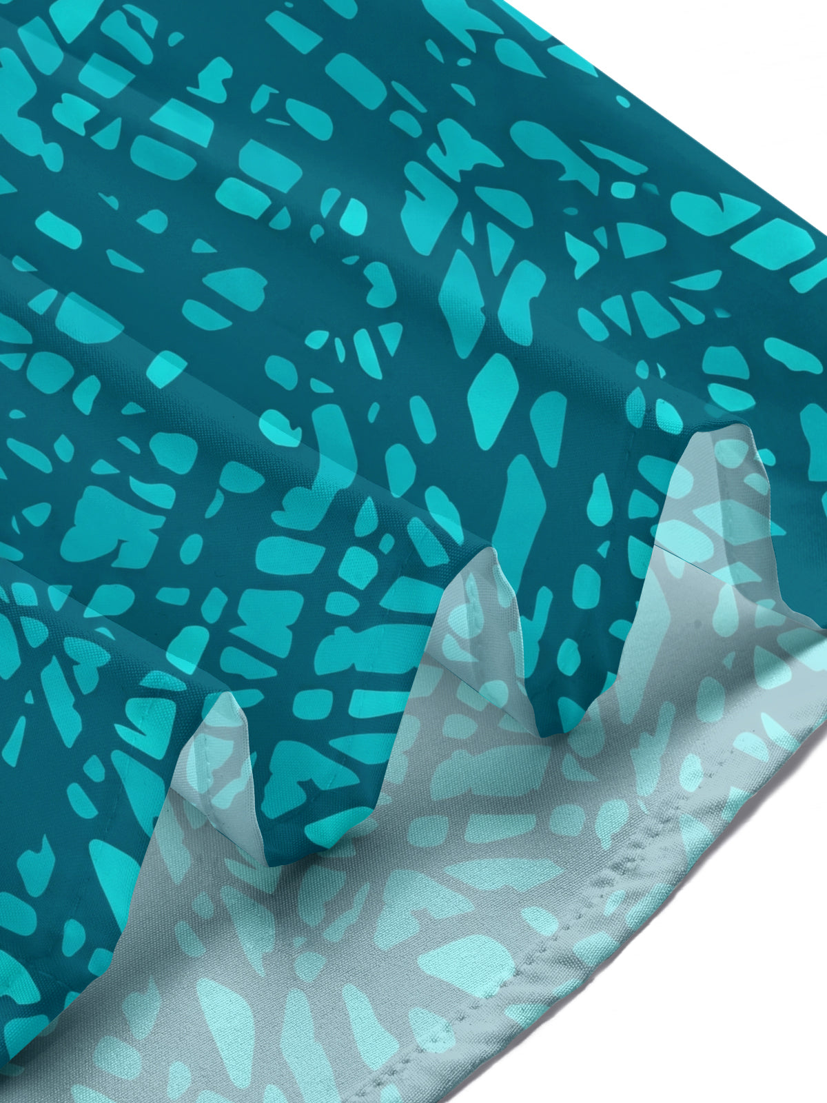 Adaychic Men's Teal Geometric Mosaic Print Short Sleeve Button Down Shirt with Chest Pocket