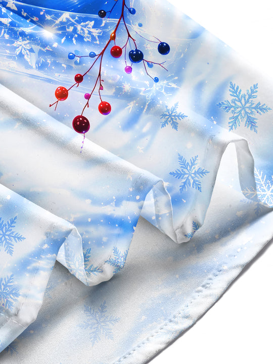 Adaychic Men's Winter Snow Mountain Forest Landscape Print Long Sleeve Shirt with Chest Pocket