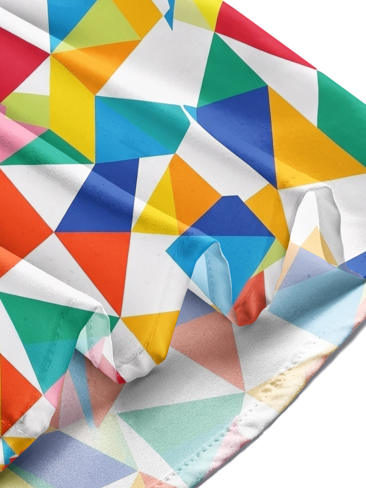 Adaychic Men's Printed Colorful Geometric Triangles Print Long Sleeve Shirt with Chest Pocket