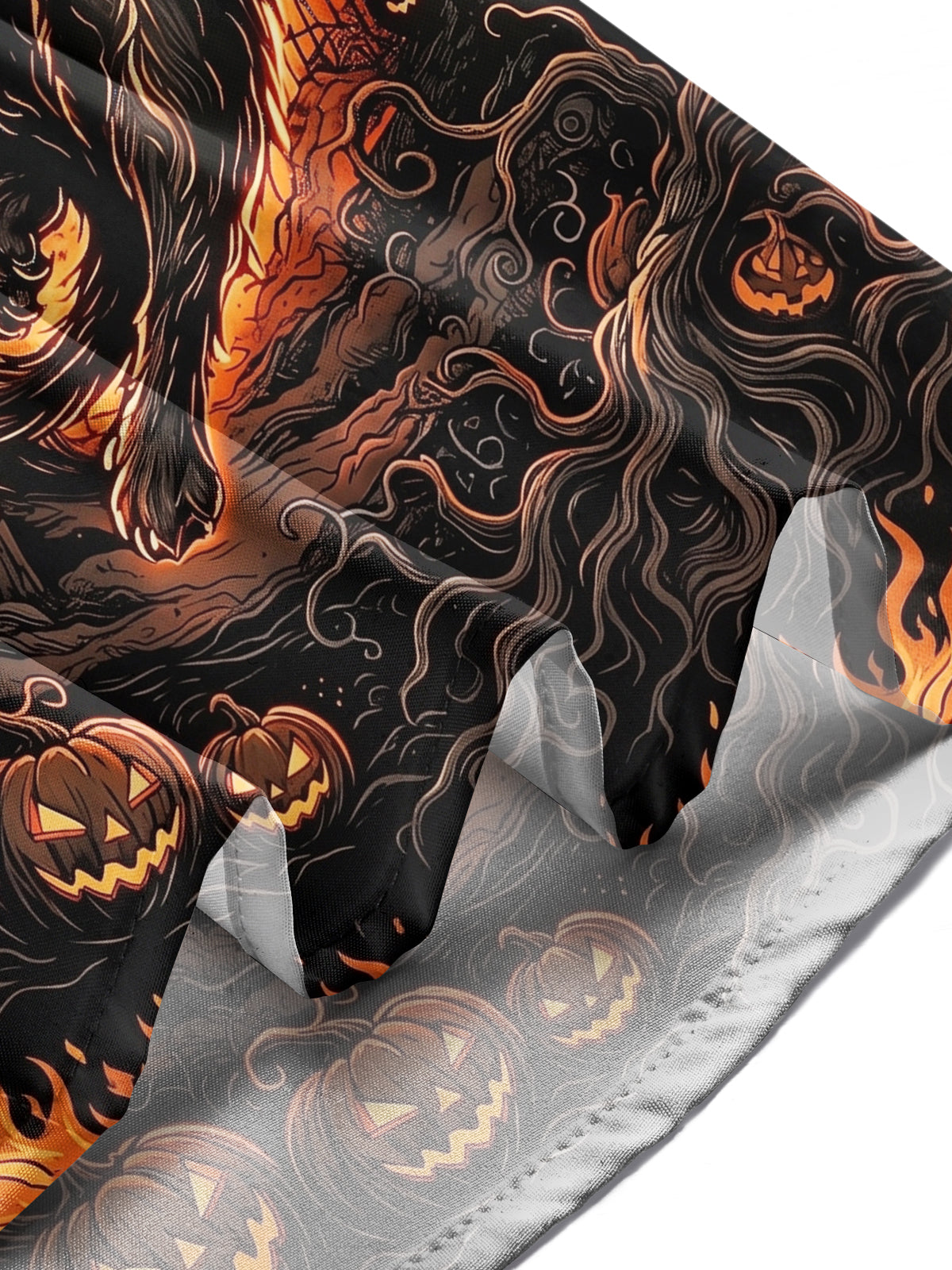 Adaychic Men's Halloween Black Cat With Bats And Castle Print Long Sleeve Shirt with Chest Pocket