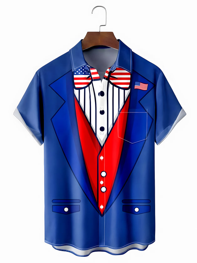 men's Hawaiian shirt front view Independence Day