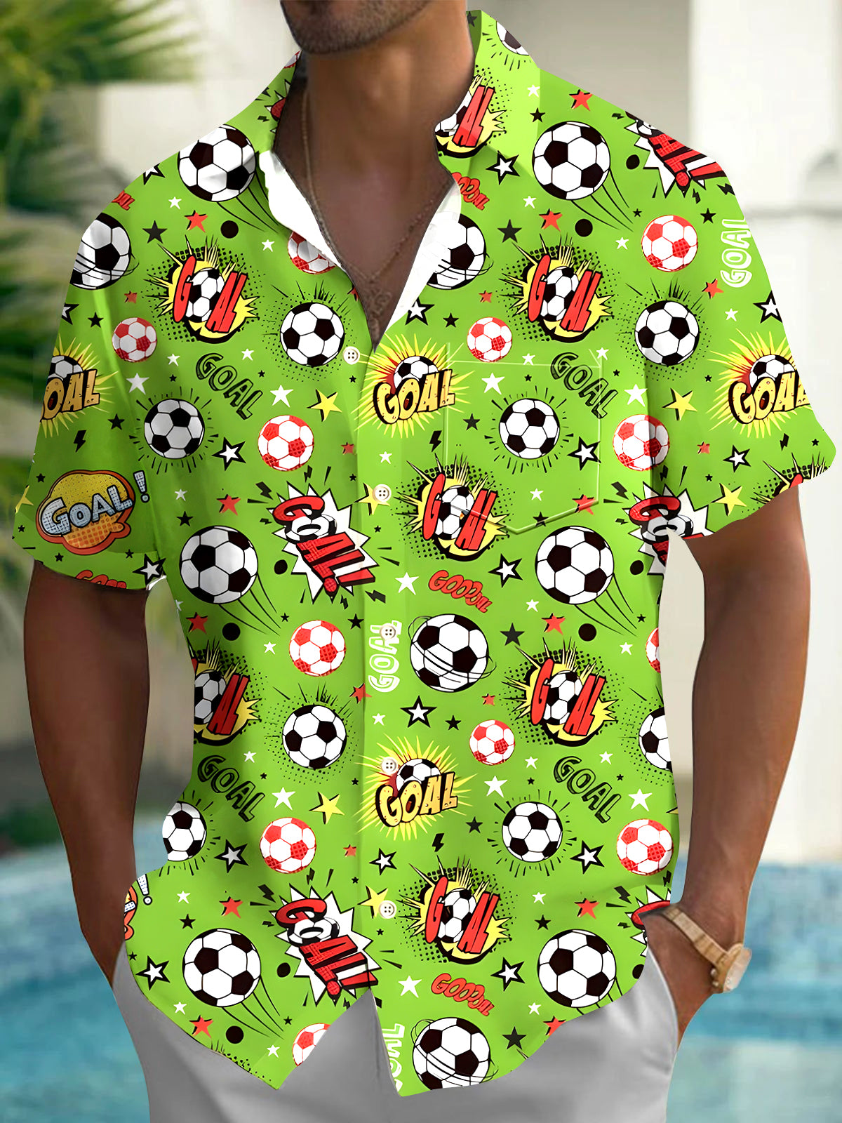men's sports print shirt front view