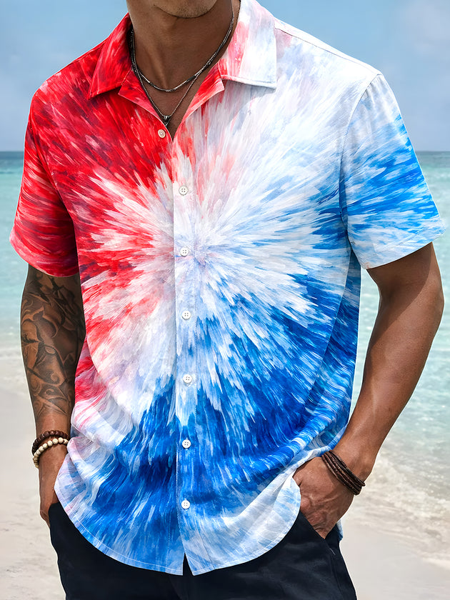 men's tie dye shirt front view Independence Day