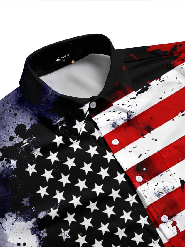 1776 American Flag Men's Pocket Short Sleeve Shirts