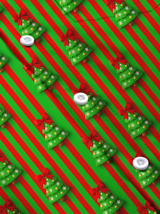 Adaychic Men's Long Sleeve Shirt - Christmas Trees With Red Bows And Snowflakes Print with Chest Pocket