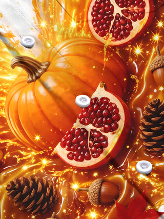 Adaychic Men's Printed Autumn Pumpkin And Pomegranate Print Long Sleeve Shirt with Chest Pocket