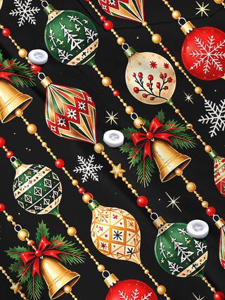 Adaychic Men's Printed Christmas Ornaments Print Long Sleeve Shirt with Chest Pocket