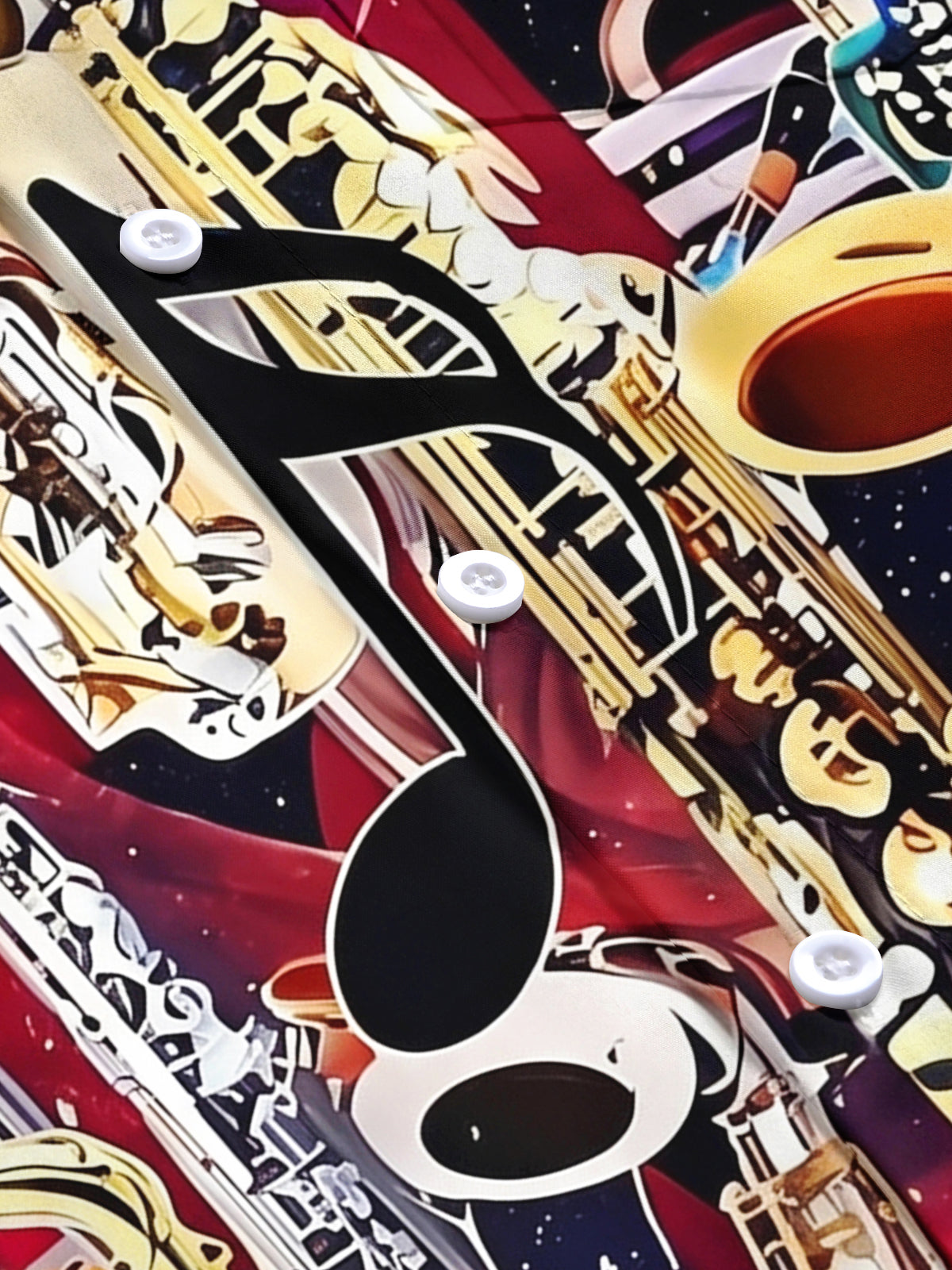 Adaychic Men's Graphic Saxophone Instruments Print Short Sleeve Shirt with Chest Pocket