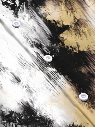 Adaychic Men's Long Sleeve Shirt - Abstract Black And Gold Splatter With Vertical Drips Print with Chest Pocket