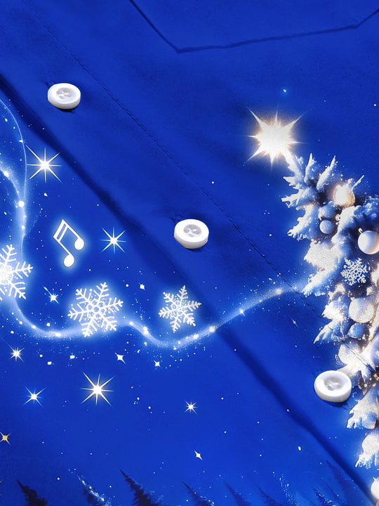 Adaychic Men's Printed Christmas Tree And Ornaments Print Long Sleeve Shirt with Chest Pocket