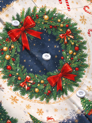 Adaychic Men's Christmas Wreath With Red Bows Print Long Sleeve Shirt with Chest Pocket