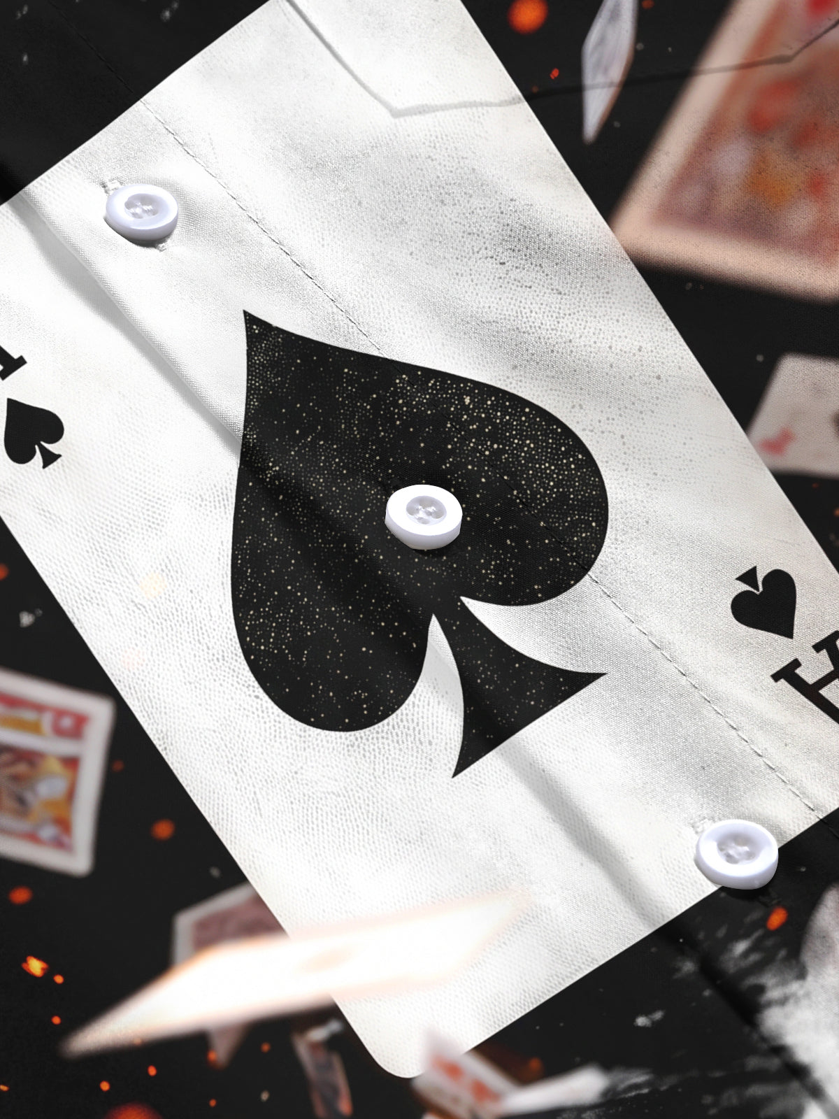 Adaychic Men's Graphic Playing Cards And Ace Of Spades Print Long Sleeve Shirt with Chest Pocket