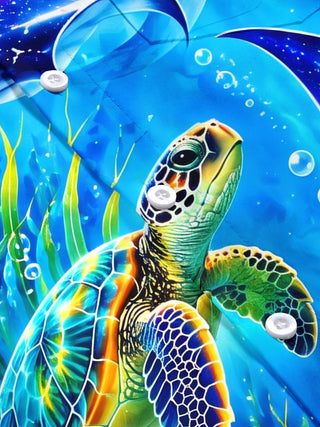Adaychic Men's Underwater Sea Turtles And Jellyfish Print Short Sleeve Shirt with Chest Pocket