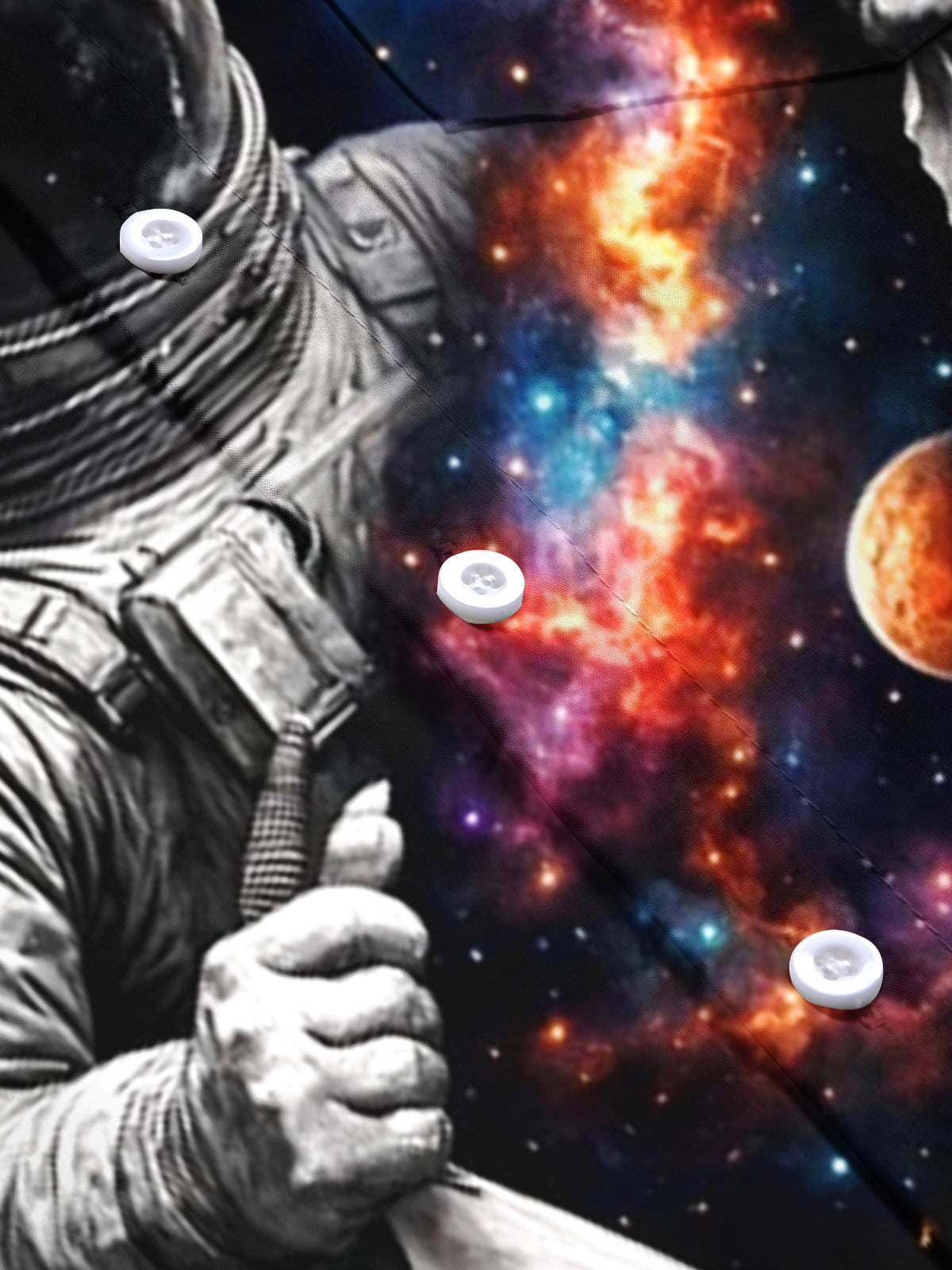 Adaychic Men's Graphic Astronaut Print Galaxy Universe Print Short Sleeve Shirt with Chest Pocket