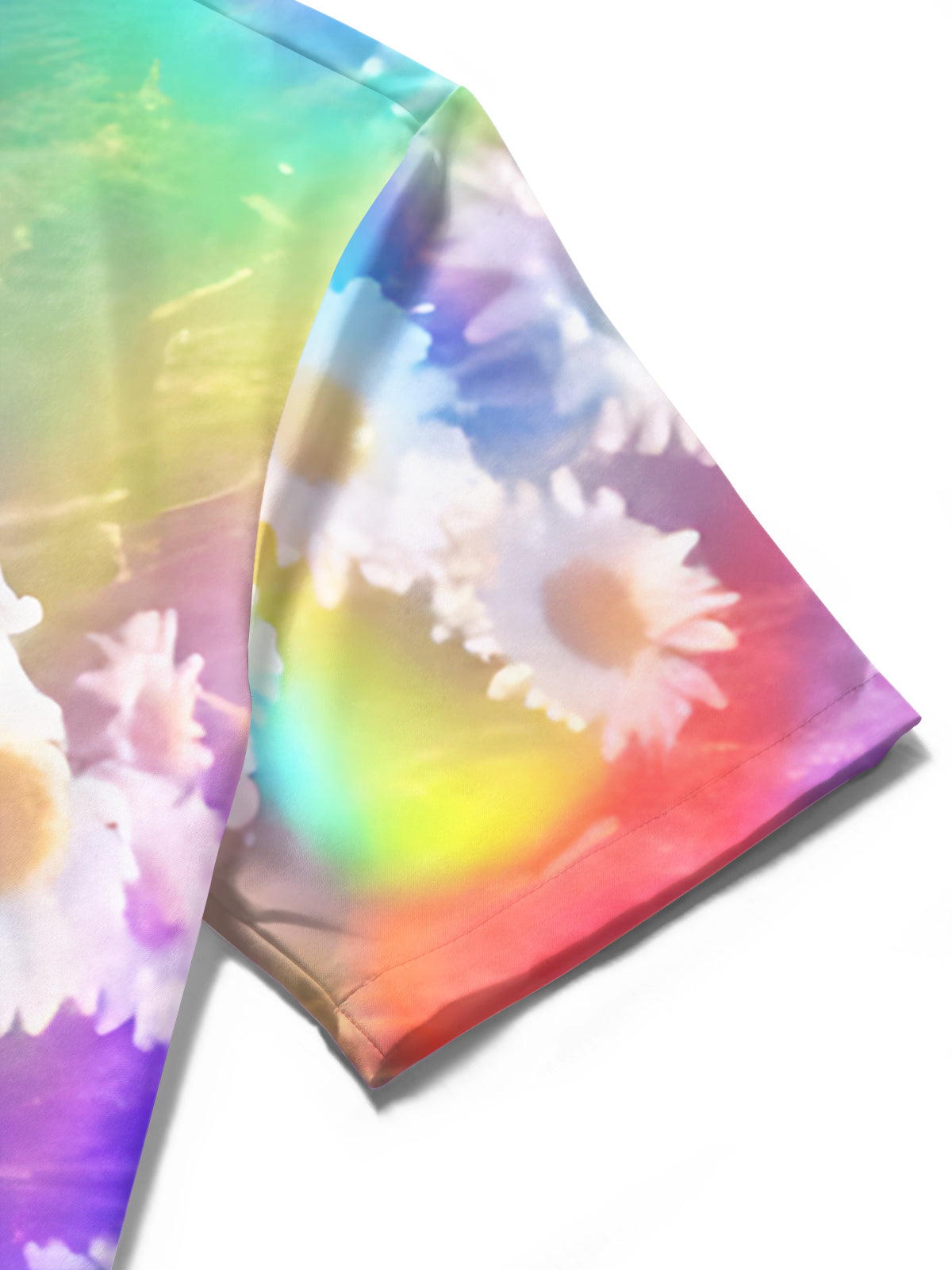 Adaychic Colorful Gradient Daisy Flowers Short Sleeve Shirt with Chest Pocket