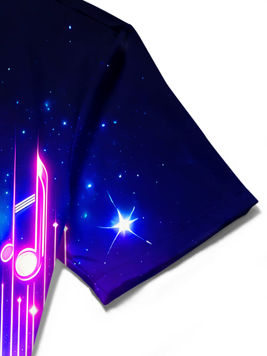 Adaychic Neon Music Speaker Men's Short Sleeve Shirt with Chest Pocket