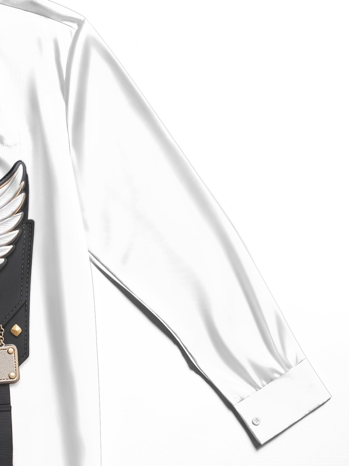 Adaychic Men's Winged Emblem And Geometric Shield Print Long Sleeve Shirt with Chest Pocket