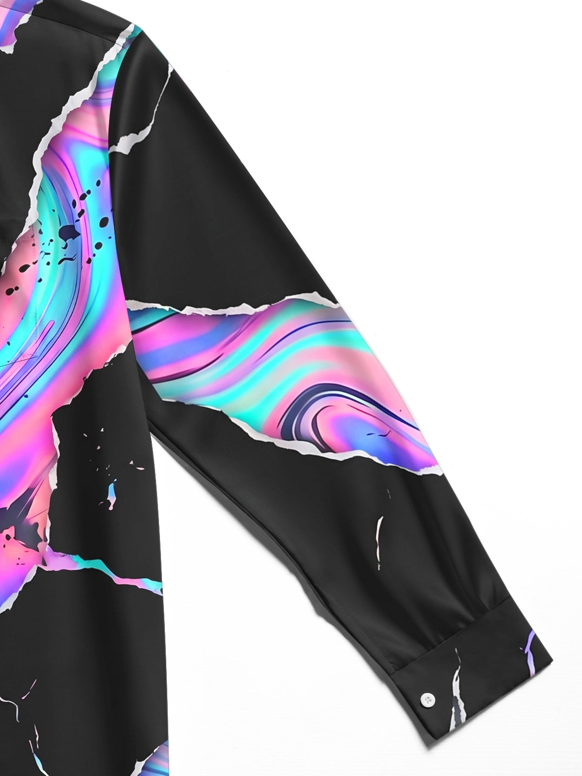 Adaychic Men's Long Sleeve Shirt - Abstract Psychedelic Swirls And Splatters Print with Chest Pocket