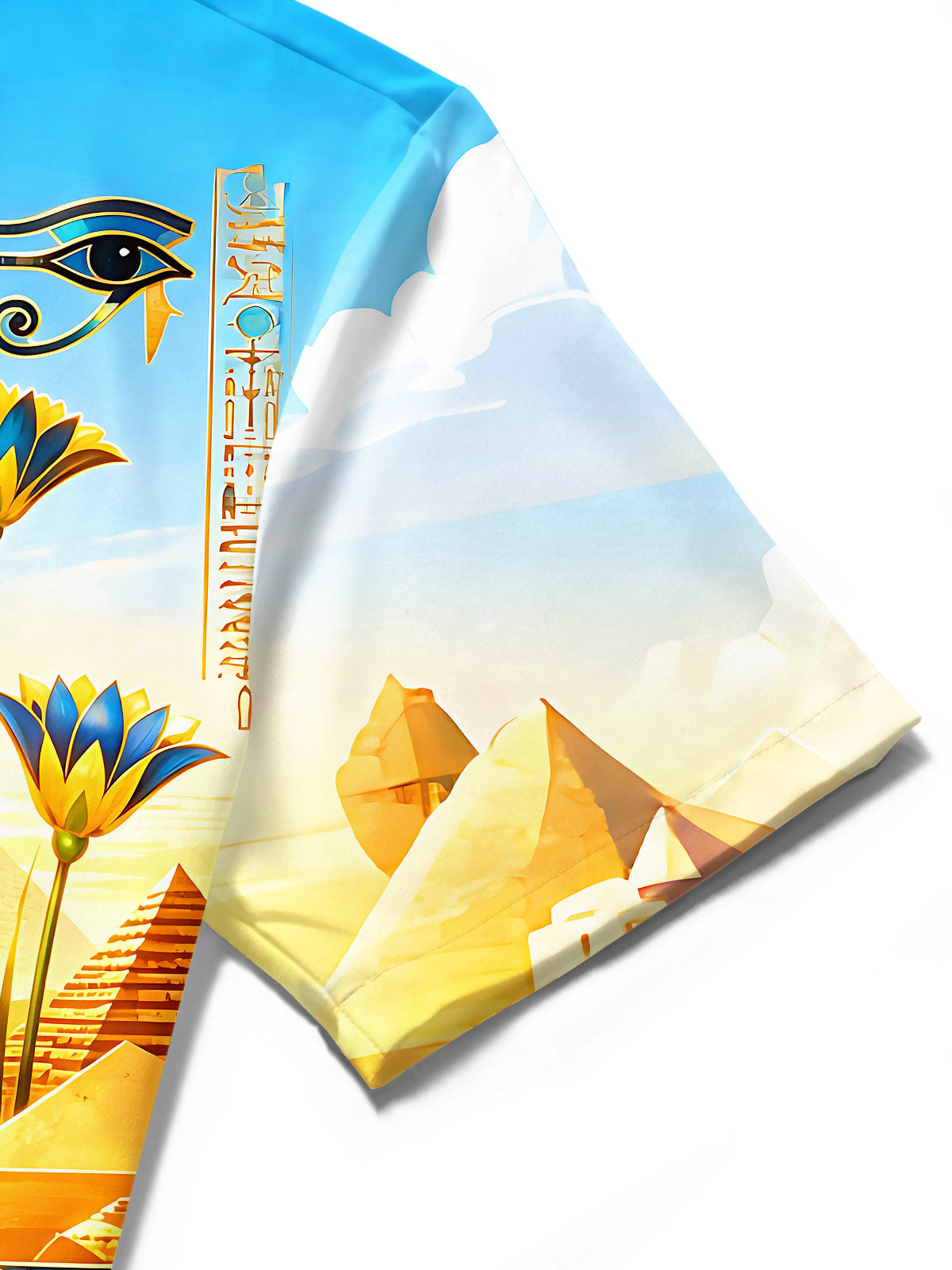 Adaychic Men's Hawaiian Ancient Egyptian Pyramids Print Short Sleeve Shirt with Chest Pocket