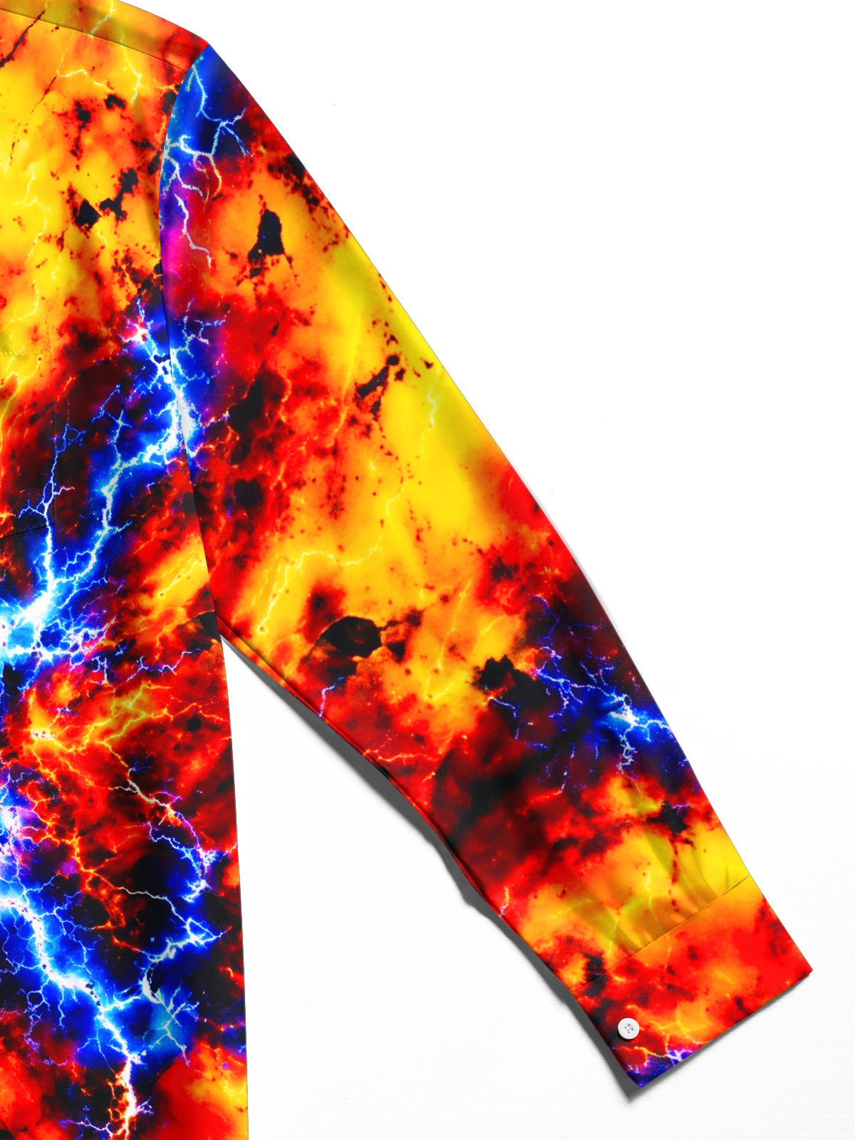 Adaychic Men's Tie Dye Abstract Lava And Lightning Pattern Long Sleeve Shirt with Chest Pocket