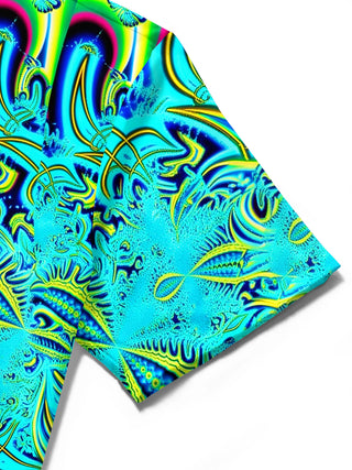 Adaychic Men's Hawaiian Mandala Pattern Short Sleeve Shirt with Chest Pocket