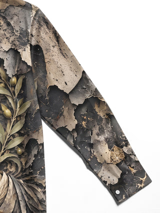 Adaychic Men's Long Sleeve Shirt - Praying Hands And Cross With Olive Branches Print with Chest Pocket