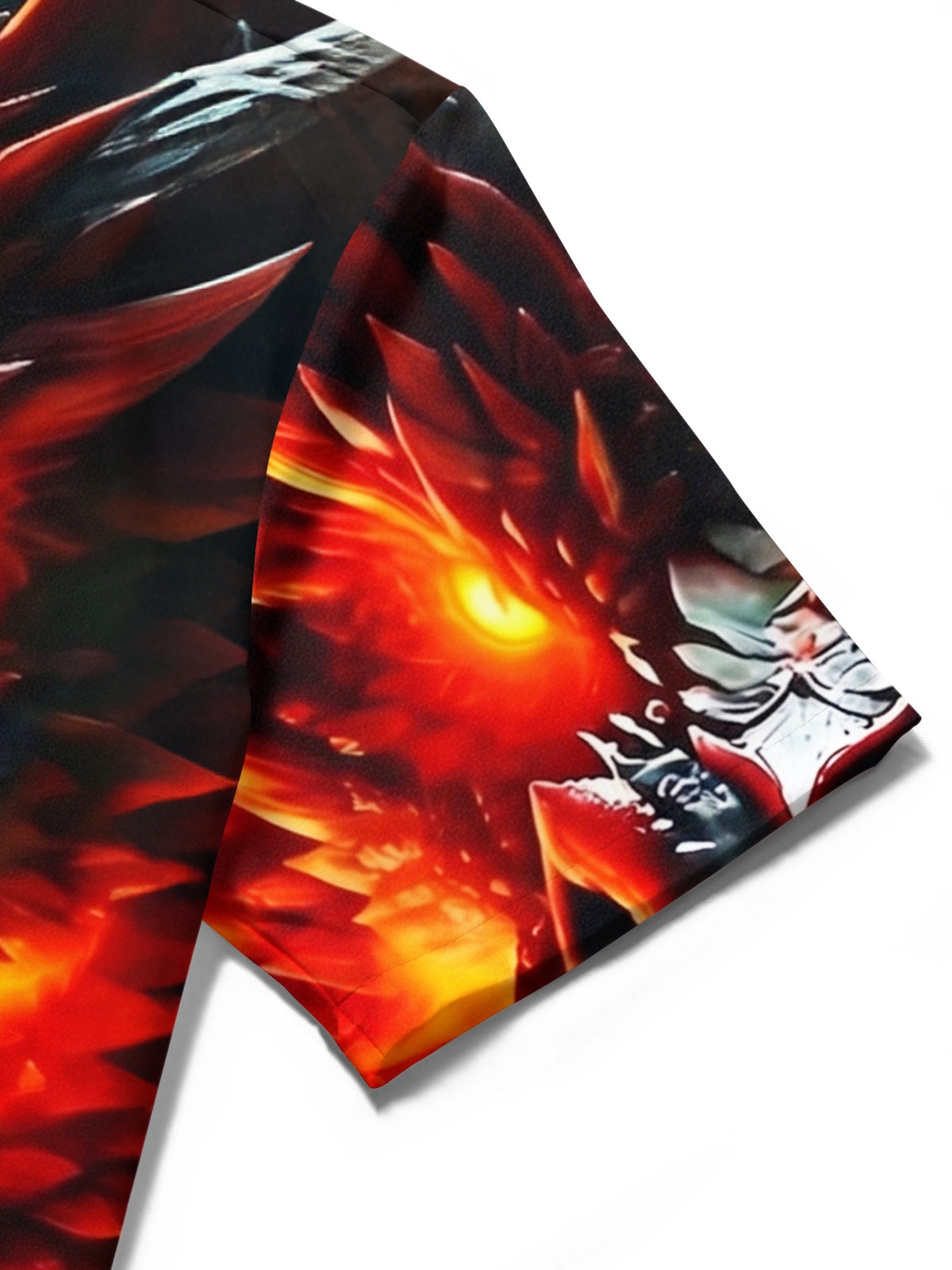 Adaychic Men's Graphic Fire Dragon Print Glowing Eyes Print Short Sleeve Shirt with Chest Pocket