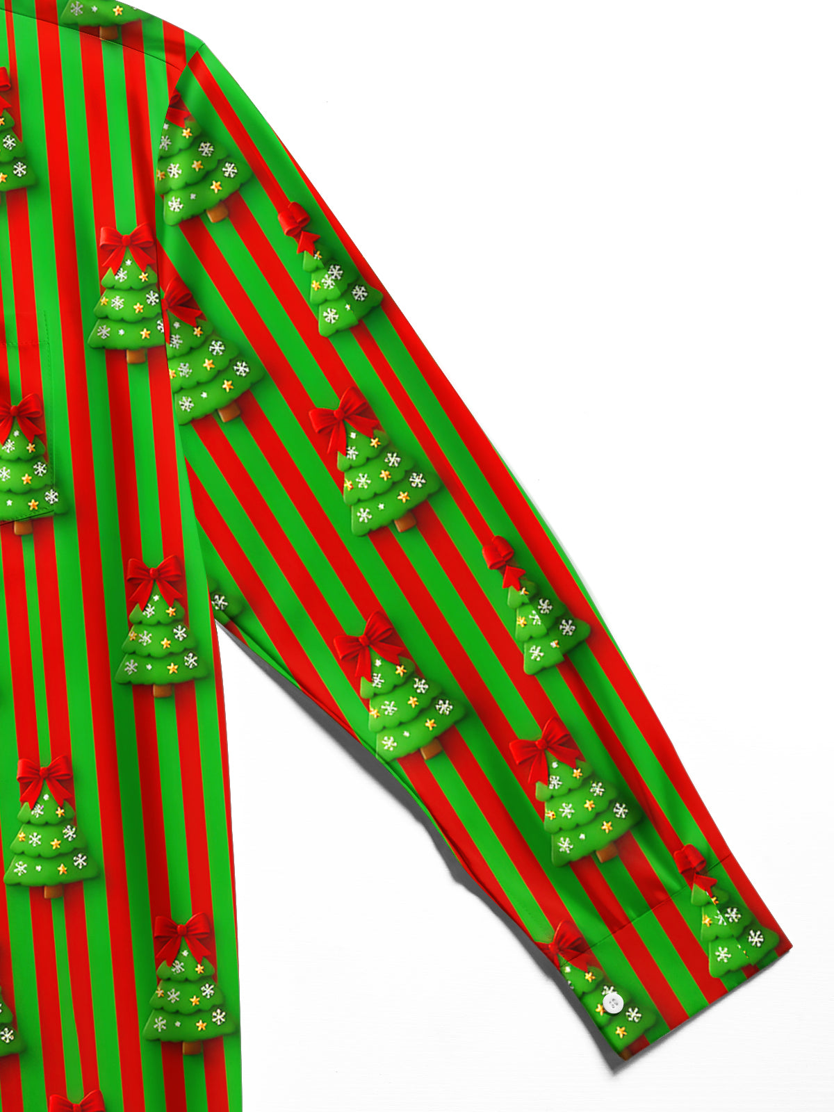 Adaychic Men's Long Sleeve Shirt - Christmas Trees With Red Bows And Snowflakes Print with Chest Pocket
