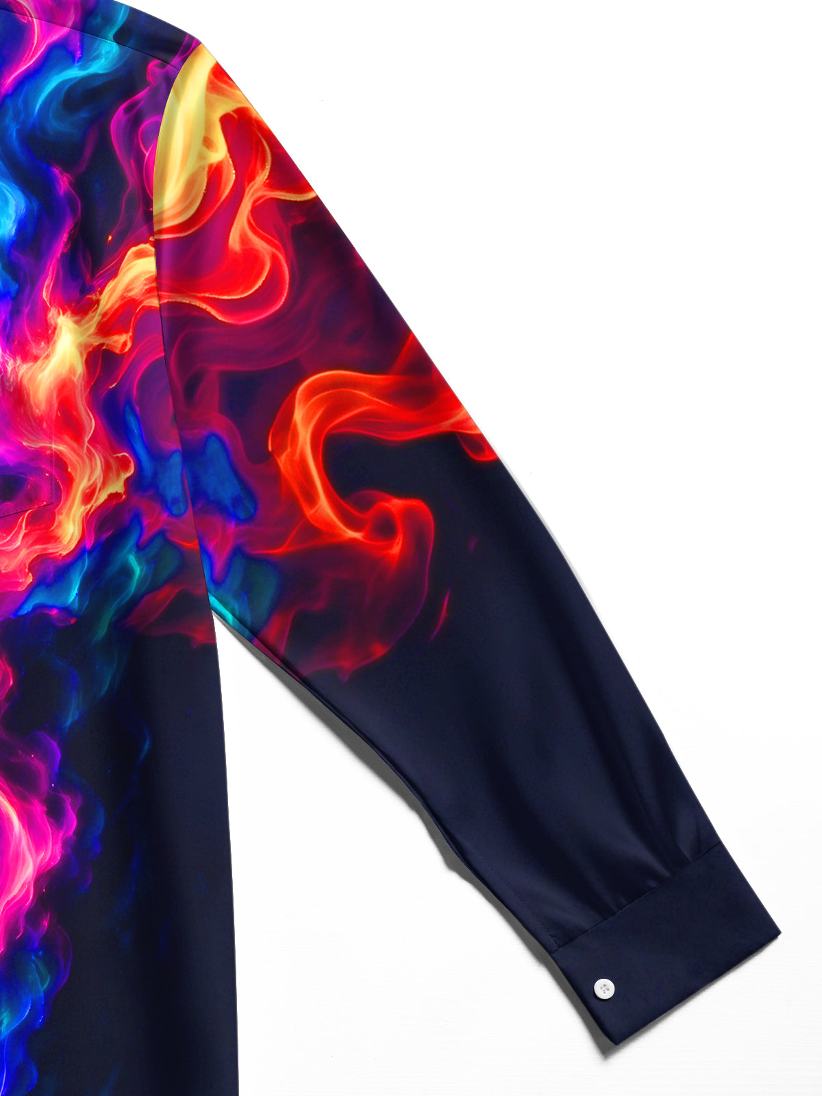 Adaychic Men's Abstract Abstract Color Smoke Print Long Sleeve Shirt with Chest Pocket