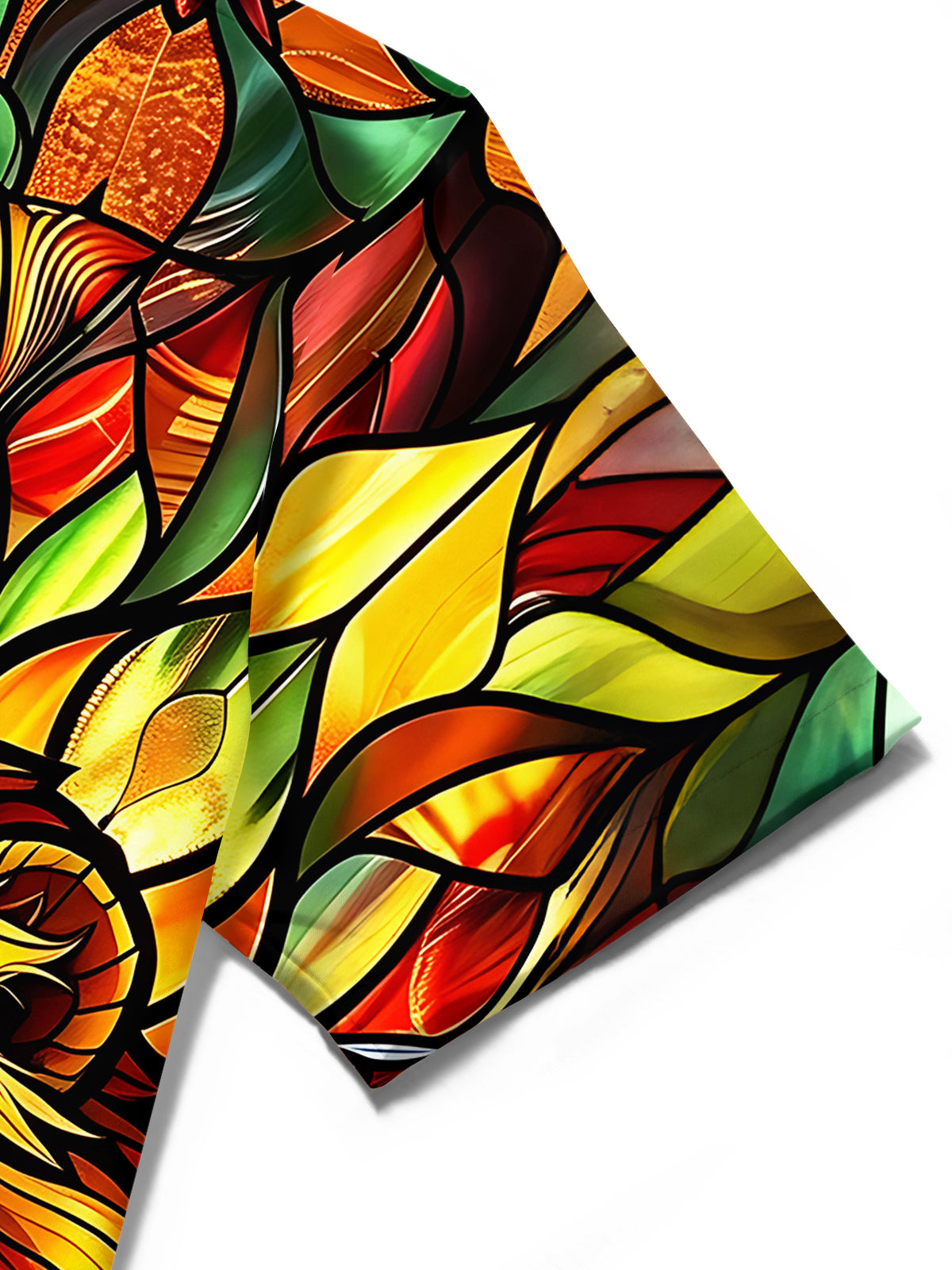 Adaychic Men's Graphic Stained Glass Lion Head Print Short Sleeve Shirt with Chest Pocket