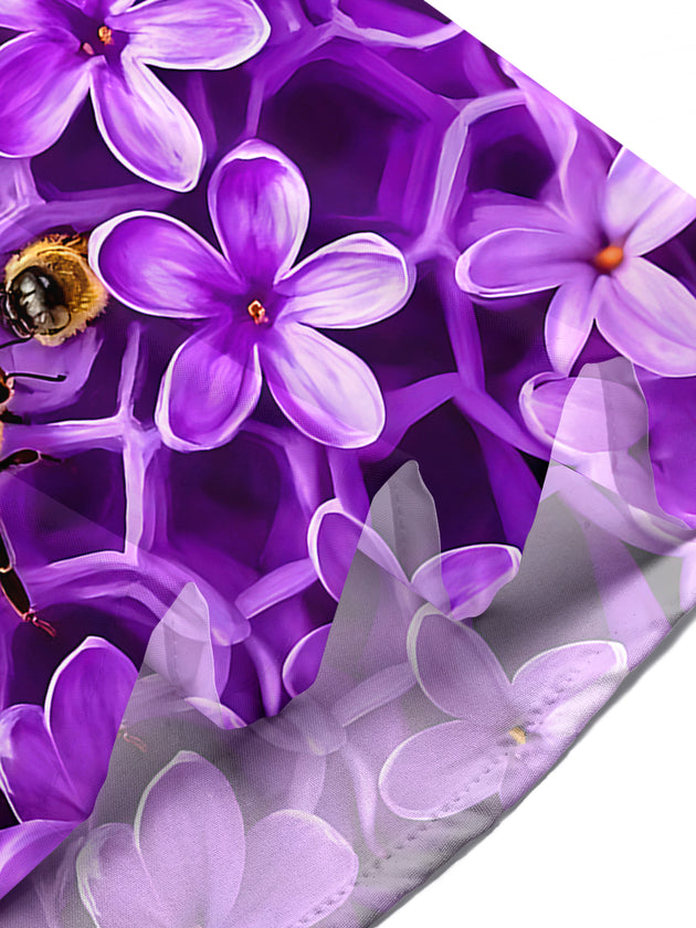 Hawaiian Floral Bee Men's Pocket Short Sleeve Shirts