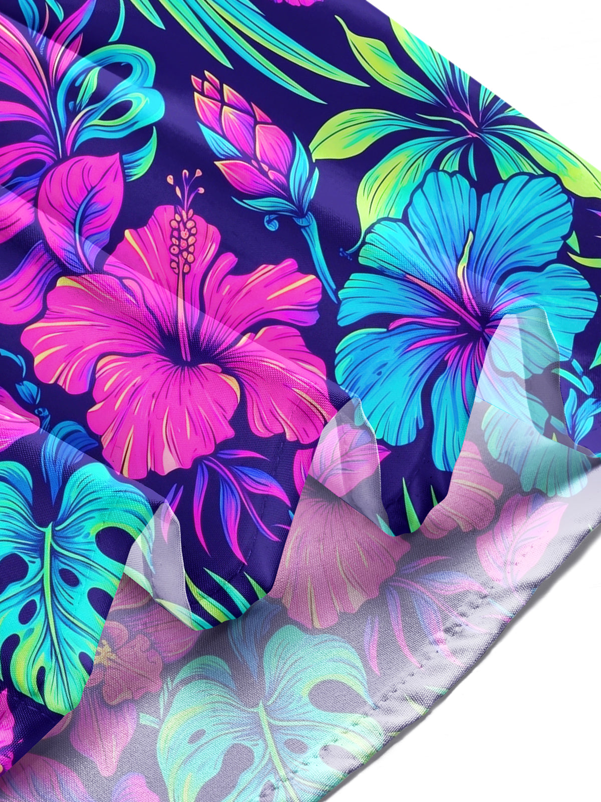 Adaychic Men's Neon Parrots And Tropical Flowers Print Long Sleeve Shirt with Chest Pocket