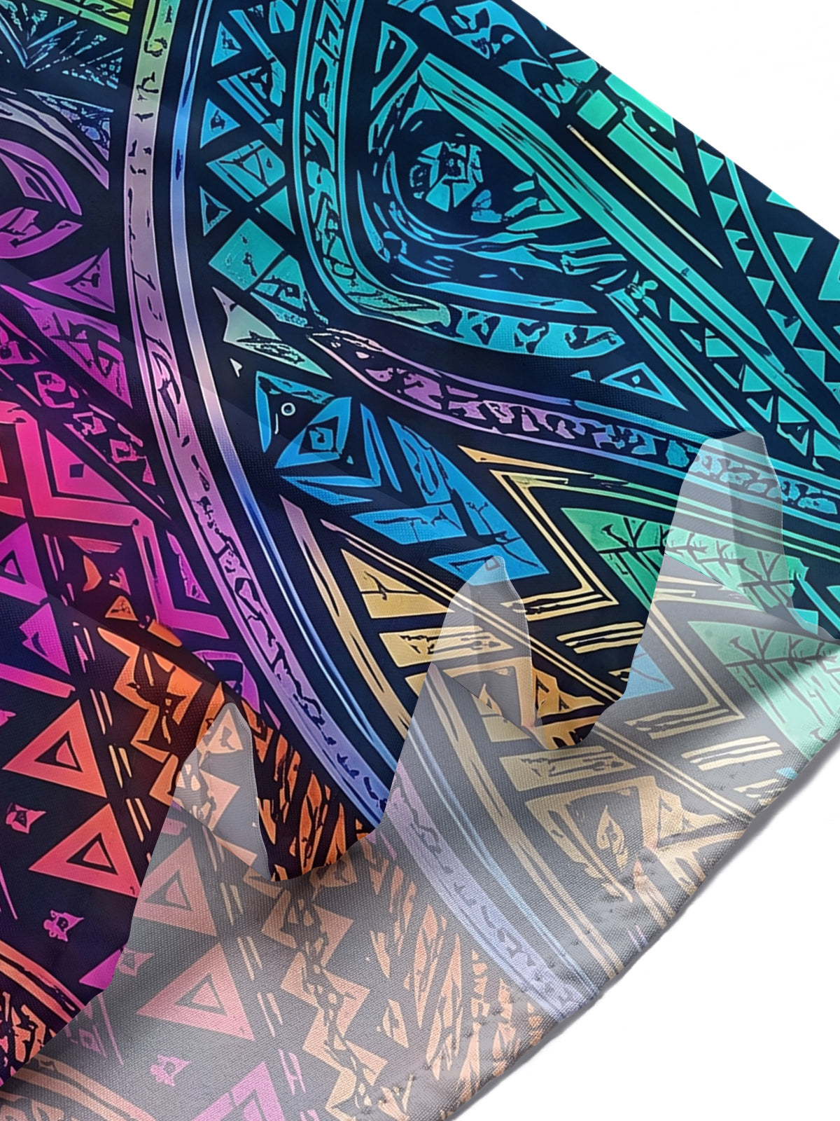 Adaychic Men's Graphic Colorful Geometric Totem Print Short Sleeve Shirt with Chest Pocket