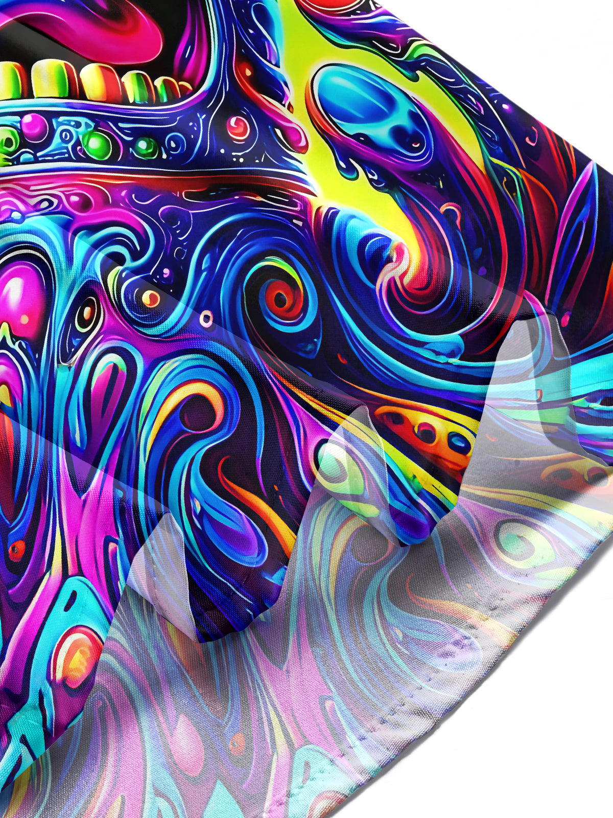 Adaychic Men's Graphic Abstract Psychedelic Skull Swirl Print Long Sleeve Button Down Shirt with Chest Pocket