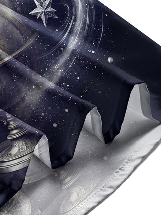 Adaychic Men's Vintage Astrolabe And Star Map Print Long Sleeve Shirt with Chest Pocket