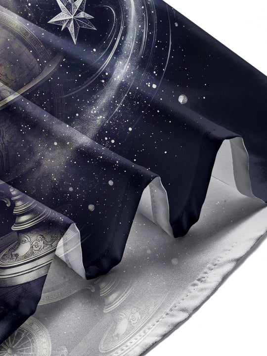Adaychic Men's Vintage Astrolabe And Star Map Print Long Sleeve Shirt with Chest Pocket