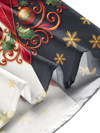 Adaychic Men's Christmas Star Holly Baubles Snowflakes Print Long Sleeve Shirt with Chest Pocket