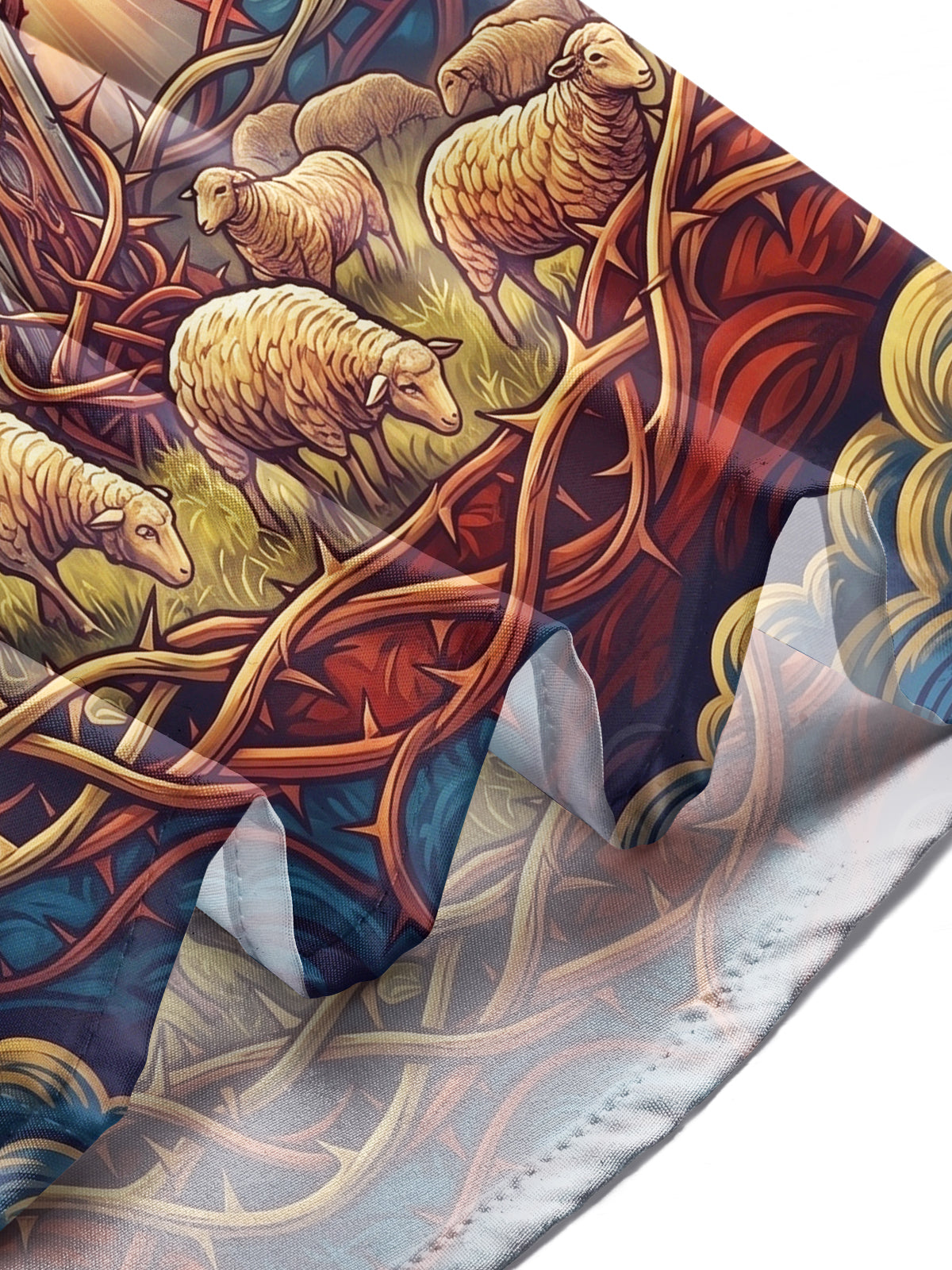 Adaychic Men's Bald Eagles And Crown Of Thorns Cross Print Long Sleeve Shirt with Chest Pocket