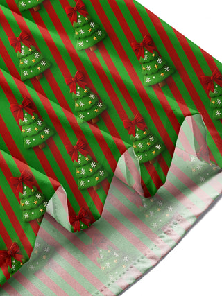 Adaychic Men's Long Sleeve Shirt - Christmas Trees With Red Bows And Snowflakes Print with Chest Pocket