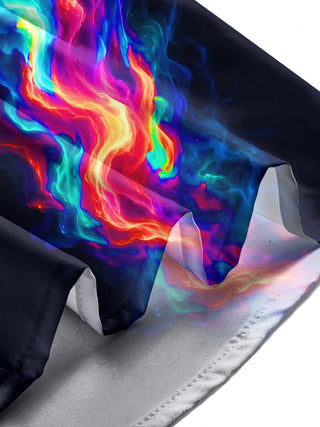 Adaychic Men's Abstract Abstract Color Smoke Print Long Sleeve Shirt with Chest Pocket