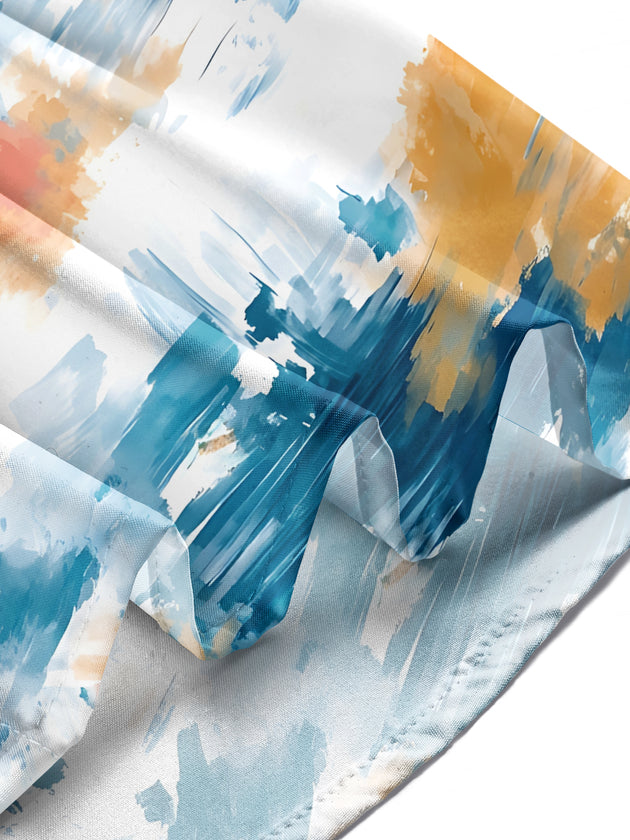 Adaychic Men's Tie Dye Abstract Tie Dye Brushstrokes Print Long Sleeve Shirt with Chest Pocket