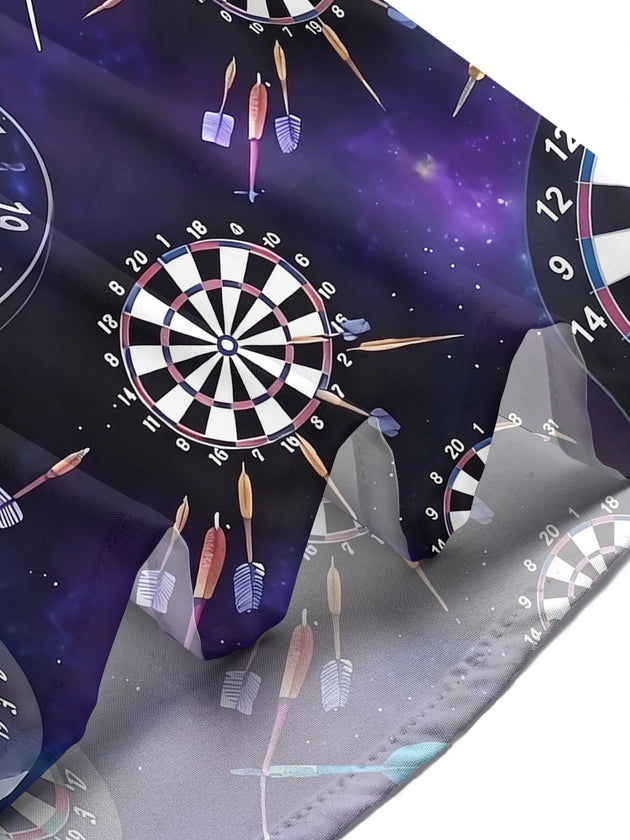 Adaychic Men's Printed Dartboard Pattern Short Sleeve Shirt with Chest Pocket
