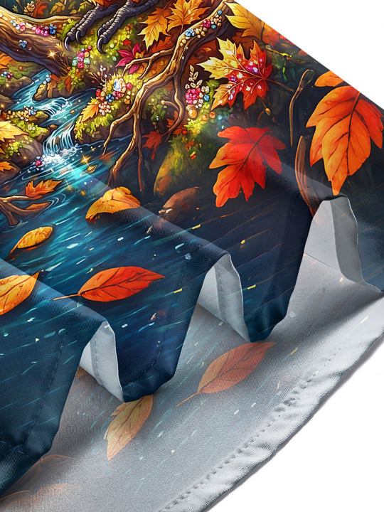 Adaychic Men's Graphic Parrots In Autumn Forest Print Long Sleeve Shirt with Chest Pocket
