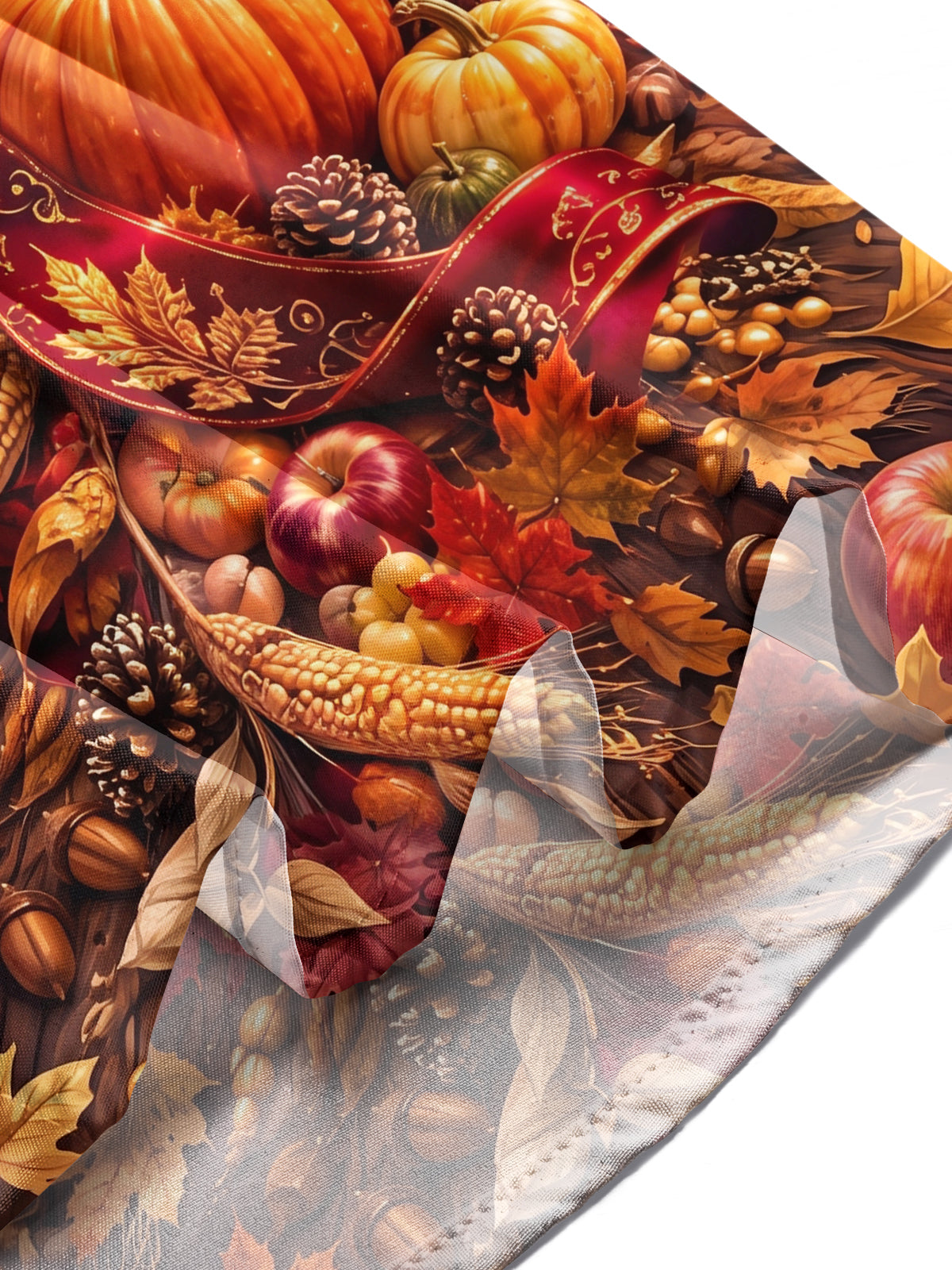 Adaychic Men's Long Sleeve Shirt - Thanksgiving Cornucopia With Pumpkins Grapes Apples Wheat And Autumn Leaves Print with Chest Pocket