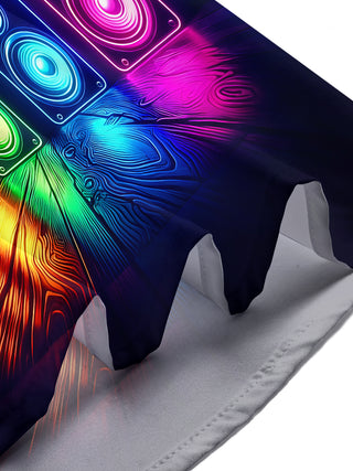 Adaychic Neon Music Speaker Men's Short Sleeve Shirt with Chest Pocket